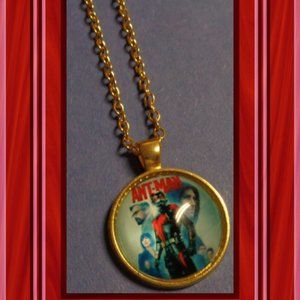 Gold Tone Ant-Man Super Hero Design Necklace